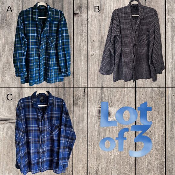 Lot of 3 Covington Flannel Pajama Tops Men’s Size Large (42–44) Cotton - Picture 1 of 11